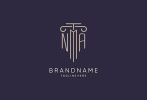 NA logo initial pillar design with luxury modern style best design for legal firm vector