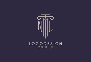 nl logo inicial pilar diseño con lujo moderno estilo mejor diseño para legal firma vector
