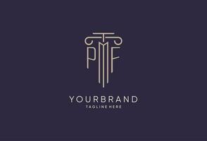 PF logo initial pillar design with luxury modern style best design for legal firm vector