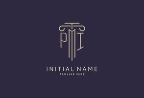 PI logo initial pillar design with luxury modern style best design for legal firm vector
