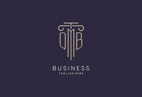 QB logo initial pillar design with luxury modern style best design for legal firm vector