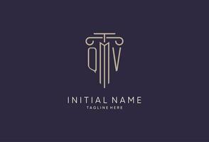 QV logo initial pillar design with luxury modern style best design for legal firm vector