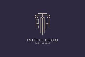 RH logo initial pillar design with luxury modern style best design for legal firm vector