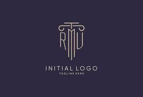 RU logo initial pillar design with luxury modern style best design for legal firm vector