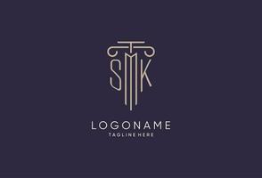 SK logo initial pillar design with luxury modern style best design for legal firm vector