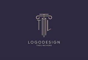 TL logo initial pillar design with luxury modern style best design for legal firm vector