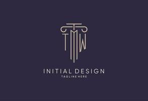TW logo initial pillar design with luxury modern style best design for legal firm vector