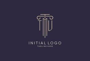 TU logo initial pillar design with luxury modern style best design for legal firm vector