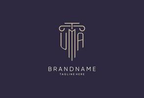 UA logo initial pillar design with luxury modern style best design for legal firm vector