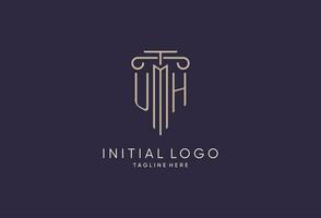 UH logo initial pillar design with luxury modern style best design for legal firm vector