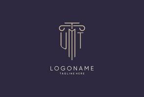 UT logo initial pillar design with luxury modern style best design for legal firm vector