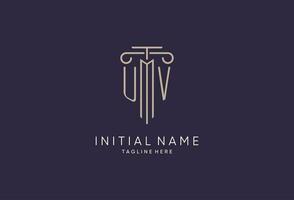 UV logo initial pillar design with luxury modern style best design for legal firm vector