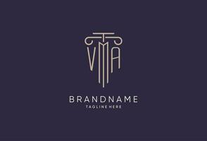 VA logo initial pillar design with luxury modern style best design for legal firm vector