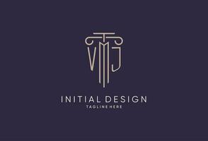 VJ logo initial pillar design with luxury modern style best design for legal firm vector