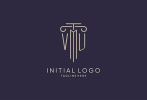 VU logo initial pillar design with luxury modern style best design for legal firm vector