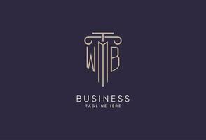 wb logo inicial pilar diseño con lujo moderno estilo mejor diseño para legal firma vector