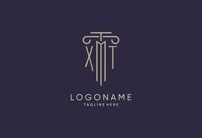 XT logo initial pillar design with luxury modern style best design for legal firm vector
