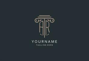 AR monogram logo with pillar shape icon, luxury and elegant design logo for law firm initial style logo vector
