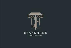 CA monogram logo with pillar shape icon, luxury and elegant design logo for law firm initial style logo vector