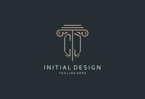 CJ monogram logo with pillar shape icon, luxury and elegant design logo for law firm initial style logo vector