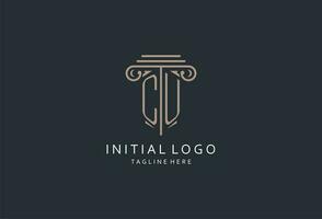 CU monogram logo with pillar shape icon, luxury and elegant design logo for law firm initial style logo vector