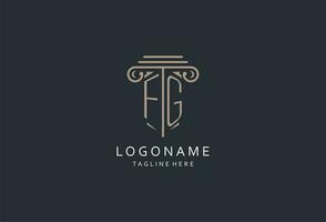 FG monogram logo with pillar shape icon, luxury and elegant design logo for law firm initial style logo vector