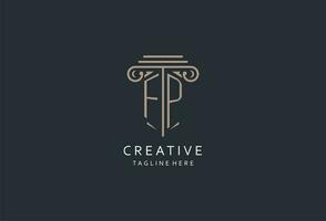 FP monogram logo with pillar shape icon, luxury and elegant design logo for law firm initial style logo vector