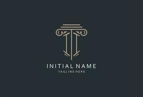 II monogram logo with pillar shape icon, luxury and elegant design logo for law firm initial style logo vector