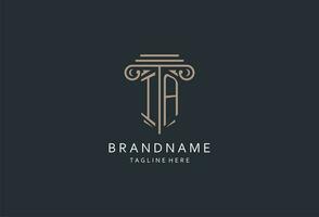 IA monogram logo with pillar shape icon, luxury and elegant design logo for law firm initial style logo vector