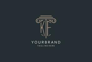 KF monogram logo with pillar shape icon, luxury and elegant design logo for law firm initial style logo vector