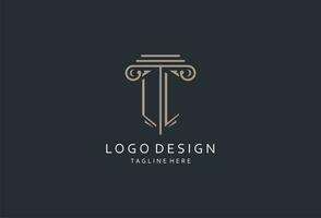 LL monogram logo with pillar shape icon, luxury and elegant design logo for law firm initial style logo vector