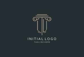 LU monogram logo with pillar shape icon, luxury and elegant design logo for law firm initial style logo vector