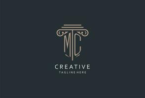 MC monogram logo with pillar shape icon, luxury and elegant design logo for law firm initial style logo vector