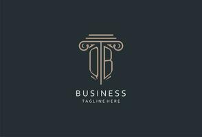 QB monogram logo with pillar shape icon, luxury and elegant design logo for law firm initial style logo vector
