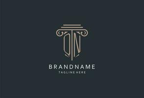 QN monogram logo with pillar shape icon, luxury and elegant design logo for law firm initial style logo vector