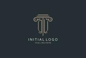 QU monogram logo with pillar shape icon, luxury and elegant design logo for law firm initial style logo vector