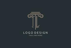 TL monogram logo with pillar shape icon, luxury and elegant design logo for law firm initial style logo vector