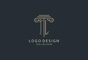 tl monograma logo con pilar forma icono, lujo y elegante diseño logo para ley firma inicial estilo logo vector