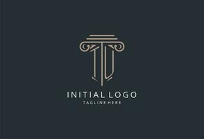 TU monogram logo with pillar shape icon, luxury and elegant design logo for law firm initial style logo vector