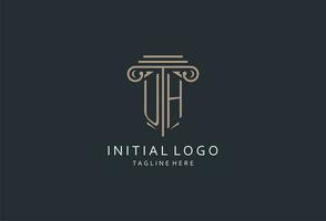 UH monogram logo with pillar shape icon, luxury and elegant design logo for law firm initial style logo vector
