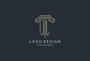 UL monogram logo with pillar shape icon, luxury and elegant design logo for law firm initial style logo vector