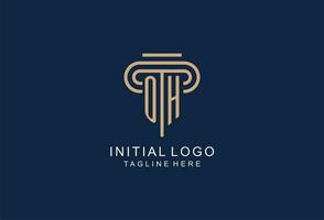 Oh inicial pilar logo, elegante y lujo ley firma logo vector