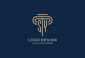 SY initial pillar logo, elegant and luxury law firm logo vector