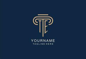 TE initial pillar logo, elegant and luxury law firm logo vector