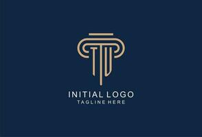 TU initial pillar logo, elegant and luxury law firm logo vector