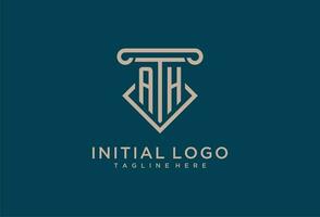 ah inicial con pilar icono diseño, limpiar y moderno abogado, legal firma logo vector