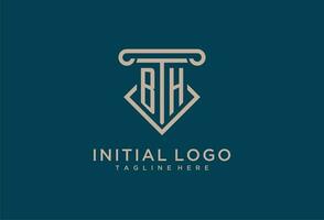 BH initial with pillar icon design, clean and modern attorney, legal firm logo vector