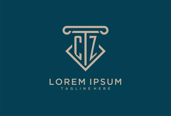 CZ initial with pillar icon design, clean and modern attorney, legal firm logo