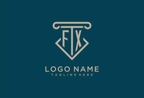 FX initial with pillar icon design, clean and modern attorney, legal firm logo vector