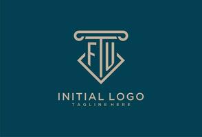 FU initial with pillar icon design, clean and modern attorney, legal firm logo vector